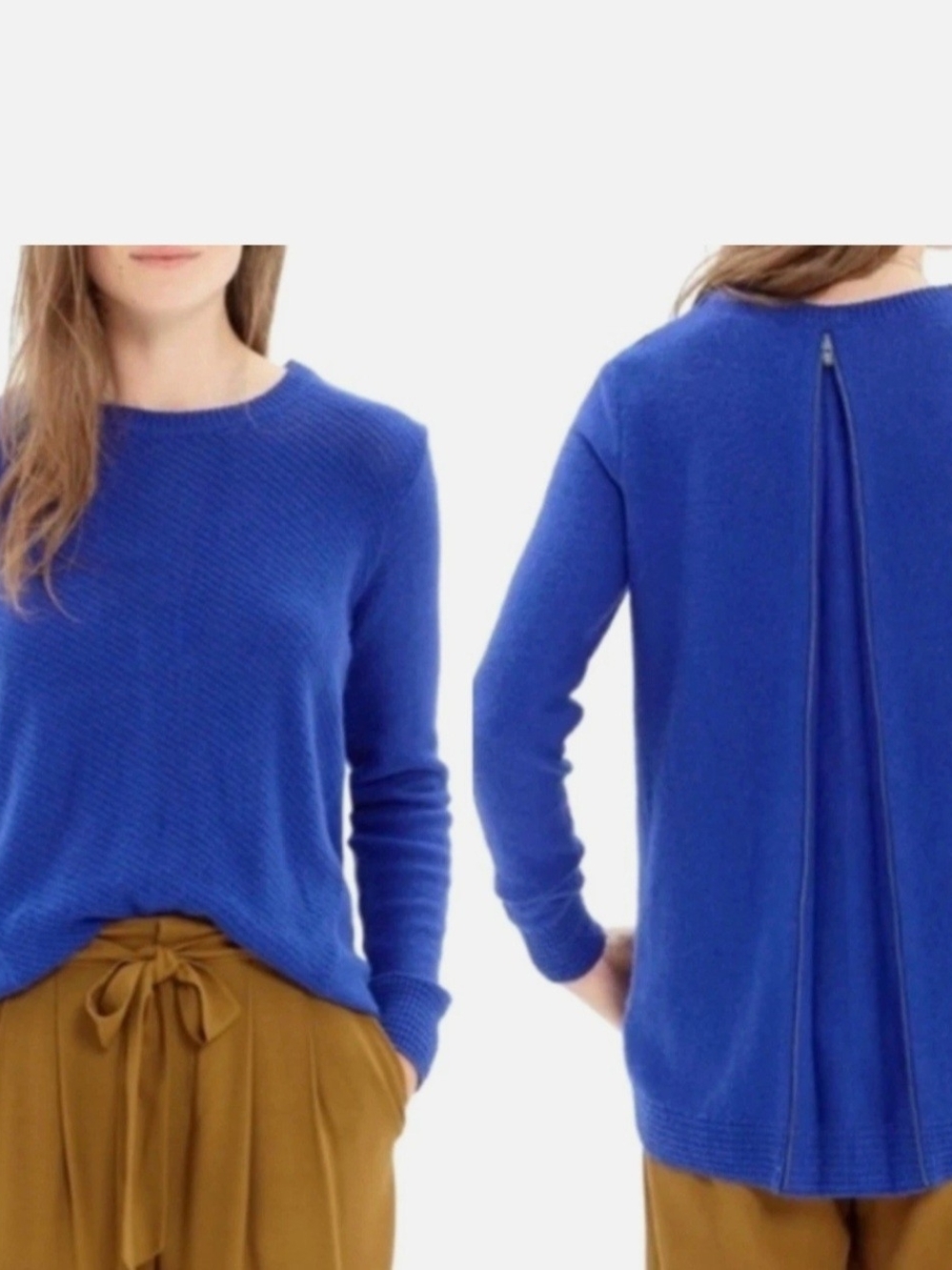 Madewell Blue Crewneck Women's Pullover Sweater with Back Zip M